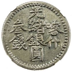 SINKIANG: Kuang Hsu, 1875-1908, AR 3 miscals (mace), Kashgar, AH1311. NGC AU