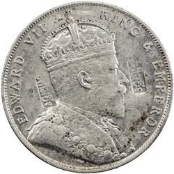 STRAITS SETTLEMENTS: Edward VII, 1901-1910, AR dollar, 1909. EF