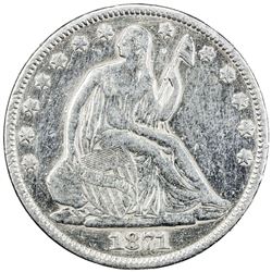 UNITED STATES: AR 1/2 dollar, 1871-S. F