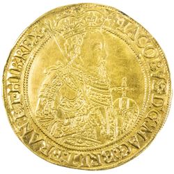 ENGLAND: James I, 1603-1625, AV unite (9.63g). EF