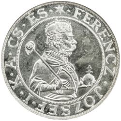 HUNGARY: Franz Joseph I, 1848-1916, AR 1 1/4 thaler, 1896-KB. NGC PF64
