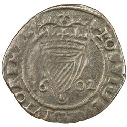 IRELAND: Elizabeth I, 1558-1603, AR penny (1.34g), 1602. VF