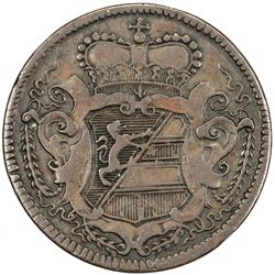 GORIZIA: Carlo IV, 1711-1740, AE soldo, 1733. F-VF