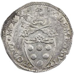 PAPAL STATES: Clemente VII, 1523-1534, AR giulio de'Medici (3.67g), ND. EF-AU