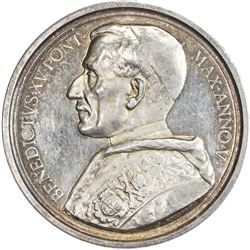 PAPAL STATES: Benedetto XV, 1914-1922, AR medal (35.52g), anno 5 (1918). UNC