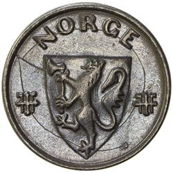 NORWAY: Haakon V, 1905-1958, iron 5 ore, 1945. UNC