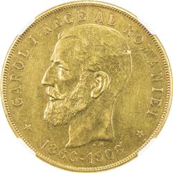 ROMANIA: Carol I, King, 1881-1914, AV 100 lei, 1906. NGC AU55