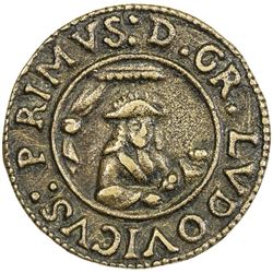 SPAIN: Luis I, 1724, AE proclamation medal (5.16g), 1724. VF