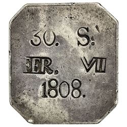 MAJORCA: Fernando VII, 1808-1833, AR 30 sueldos (8 reales) (26.82g), 1808. VF