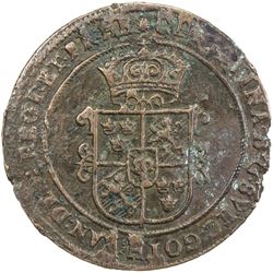 SWEDEN: Kristina, 1632-1654, AE ore, Sater, 1639. VF