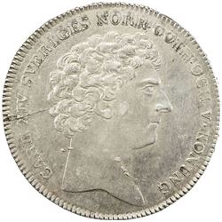 SWEDEN: Karl XIV Johan, 1818-1844, AR riksdaler (29.47g), 1824. EF-AU