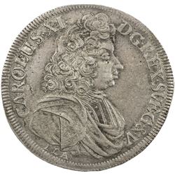 SWEDEN - POMERANIA: Karl XI, 1668-1697, AR 2/3 thaler (gulden), (17.48g), 1689 ILA. VF-EF