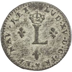 CANADA: Louis XV, 1715-1774, AR 2 sols (sou marque), 1744/2-BB. EF-AU