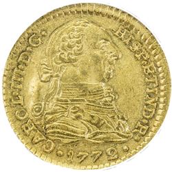 COLOMBIA: Carlos III, 1759-1788, AV escudo, 1772-P. PCGS MS64