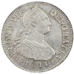 COLOMBIA: Fernando VII, 1808-1819, AR 2 reales, 1811-P. NGC AU55