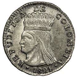 COLOMBIA: Republic of Gran Colombia, 1819-1831, AR real, 1821-BA. NGC MS62