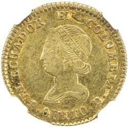 ECUADOR: AV 2 escudos, 1835. NGC EF45