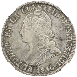ECUADOR: AR 8 reales, Quito, 1846. NGC EF45