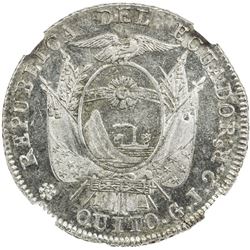 ECUADOR: AR 2 reales, Quito, 1850. NGC MS61