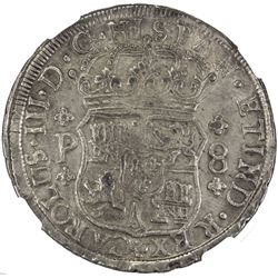 GUATEMALA: Carlos III, 1759-1788, AR 8 reales, 1768-G. NGC AU50
