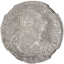 GUATEMALA: Carlos III, 1759-1788, AR 2 reales, 1772-G. NGC EF40