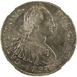 GUATEMALA: Carlos IV, 1788-1808, AR 8 reales, 1791-NG. NGC AU55