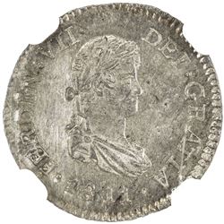 GUATEMALA: Fernando VII, 1808-1821, AR 1/2 real, 1811-NG. NGC MS63