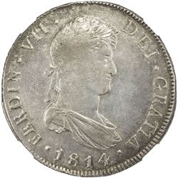 GUATEMALA: Fernando VII, 1808-1821, AR 8 reales, 1814-NG. NGC AU50