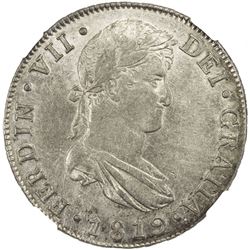 GUATEMALA: Fernando VII, 1808-1821, AR 8 reales, 1819-NG. NGC AU58