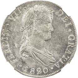 GUATEMALA: Fernando VII, 1808-1821, AR 8 reales, 1820-NG. NGC MS61