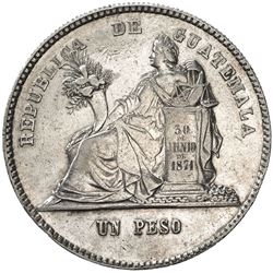 GUATEMALA: AR peso, 1879-D. VF