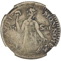 HAITI: Henry Christophe, 1807-1811, AR 15 sols, Cap Haitien, 1807. NGC VF25