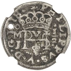 MEXICO: Felipe V, 1700-1746, AR royal 1/2 real (1.77g), 1718-Mo. NGC VF