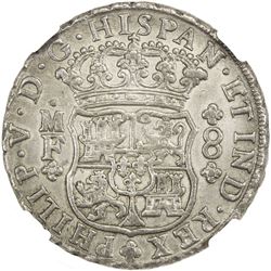 MEXICO: Felipe V, 1700-1746, AR 8 reales, 1747-Mo. NGC AU