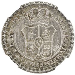 MEXICO: Carlos IV, 1788-1808, AR proclamation medalet (3.42g), 1790. NGC AU