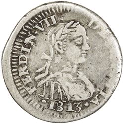 MEXICO: ZACATECAS: Fernando VII, 1808-1821, AR 1/2 real, 1813-Z. VF