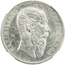 MEXICO: Maximiliano, 1864-1867, AR 50 centavos, 1866-Mo. NGC MS63