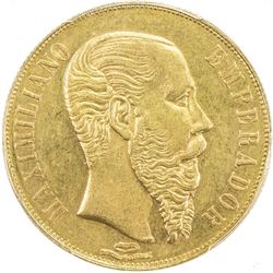 MEXICO: Maximiliano, 1864-1867, AV 20 pesos, 1866-Mo. PCGS AU55