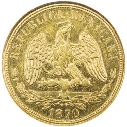 MEXICO: AV 20 pesos, 1870-Mo. NGC AU58