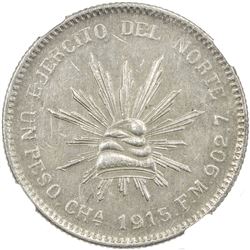 MEXICO: Revolutionary Issue AR peso, Chihuahua, 1915-CHa. NGC AU55