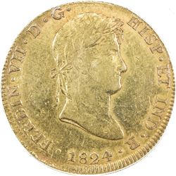 PERU: Fernando VII, 1808-1824, AV 8 escudos, 1824-Co. PCGS AU53
