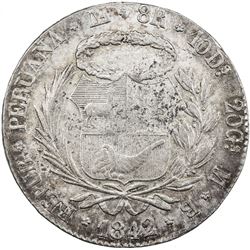 PERU: AR 8 reales, 1842. AU