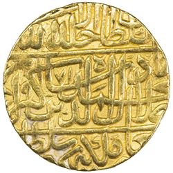 MUGHAL: Akbar I, 1556-1605, AV mohur (10.79g), Agra, AH971. VF-EF