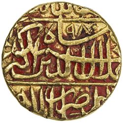 MUGHAL: Akbar I, 1556-1605, AV mohur (10.85g), Lahore, AH980. VF