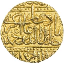 MUGHAL: Akbar I, 1556-1605, AV mohur, Ahmadabad, AH984. AU