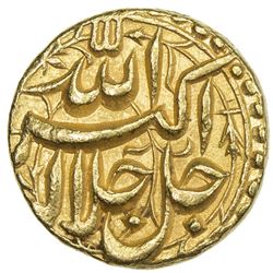 MUGHAL: Akbar I, 1556-1605, AV mohur (10.90g), Lahore, IE48. NGC MS61
