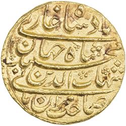 MUGHAL: Shah Jahan I, 1628-1658, AV mohur (10.94g), Surat, year 2. UNC