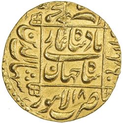 MUGHAL: Shah Jahan I, 1628-1658, AV mohur (10.92g), Lahore, AH1054 year 18. AU