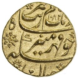 MUGHAL: Aurangzeb, 1658-1707, AV mohur (10.97g), Aurangabad, AH1082 year 15. NGC MS64