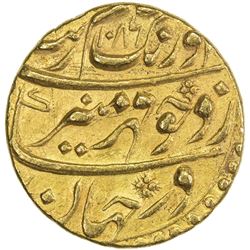 MUGHAL: Aurangzeb, 1658-1707, AV mohur (10.91g), Aurangabad, AH1086 year 18. EF